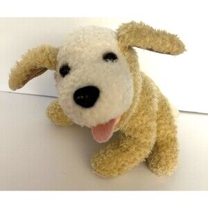 Hallmark Tan and White Dog Puppy Plush Stuffed Animal Pink Tongue 9”